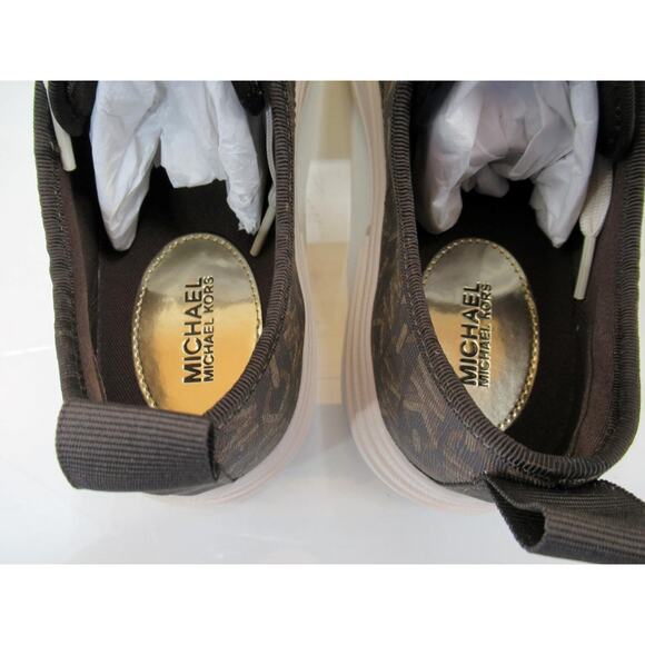 Women's Michael Kors Size 8 Evy Lace Up Empire Signature Logo Sneakers Brown - Picture 9 of 10